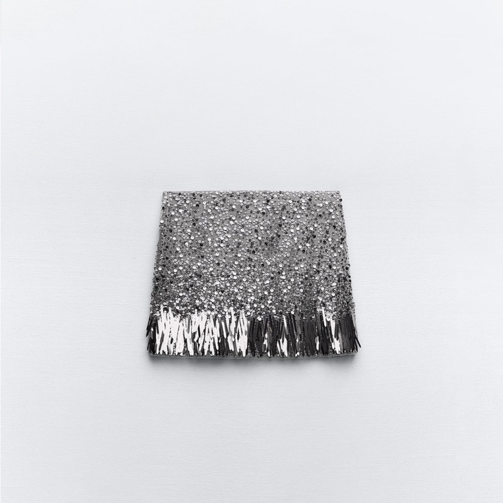 Zara limited edition sequin with fringe detail mini skirt - Picture 6 of 9